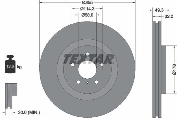 Textar 92199105 - Disque de frein cwaw.fr