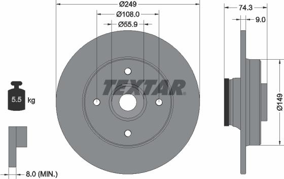 Textar 92194100 - Disque de frein cwaw.fr