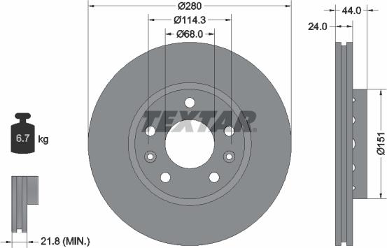 Textar 92195503 - Disque de frein cwaw.fr