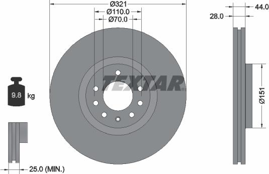 Textar 92149800 - Disque de frein cwaw.fr