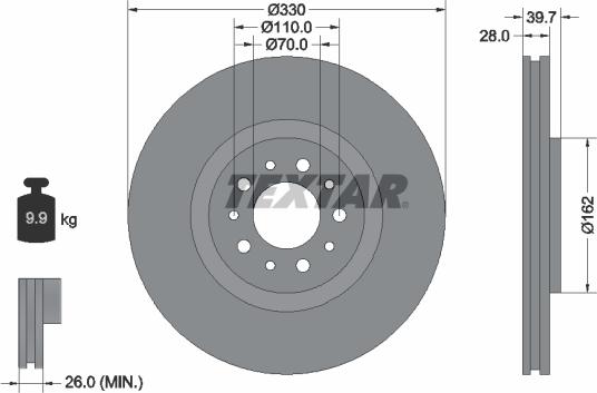 Textar 92145103 - Disque de frein cwaw.fr