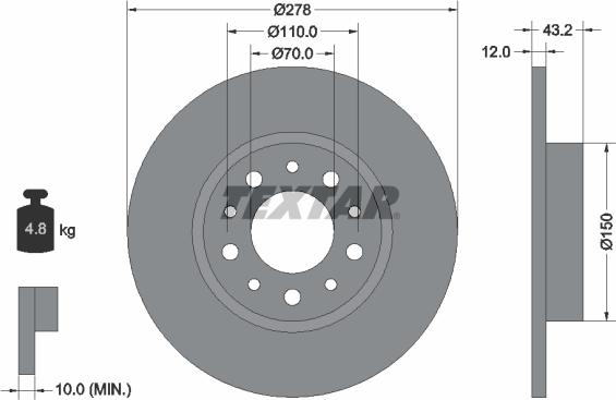 Textar 92145203 - Disque de frein cwaw.fr