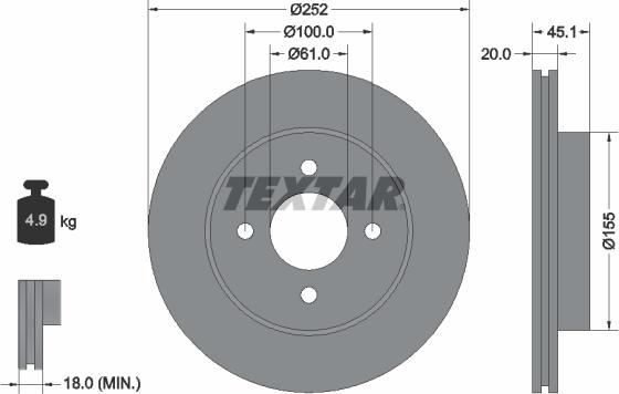 Textar 92148800 - Disque de frein cwaw.fr