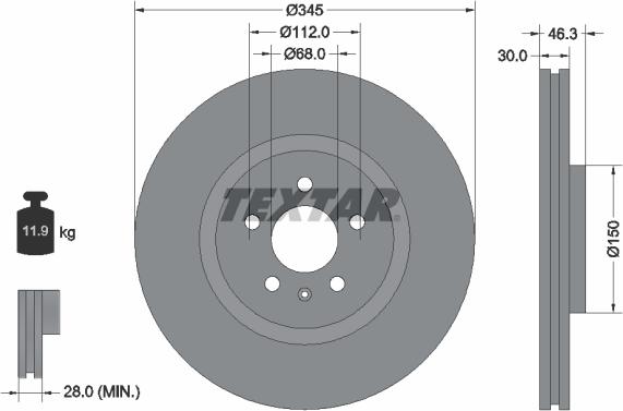 Textar 92143905 - Disque de frein cwaw.fr