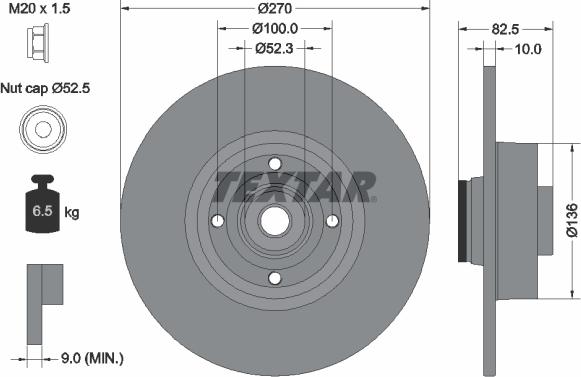 Textar 92154500 - Disque de frein cwaw.fr