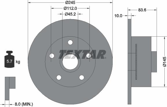 Textar 92154300 - Disque de frein cwaw.fr