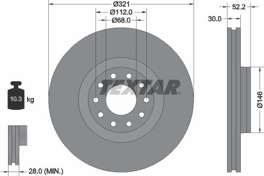 Textar 92154703 - Disque de frein cwaw.fr