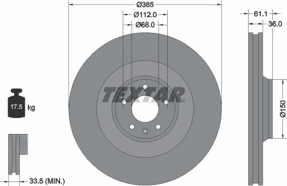 Textar 92151303 - Disque de frein cwaw.fr