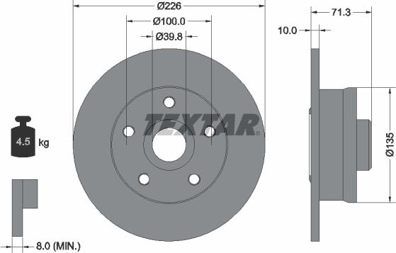 Textar 92153800 - Disque de frein cwaw.fr