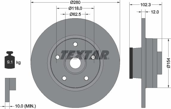 Textar 92153700 - Disque de frein cwaw.fr