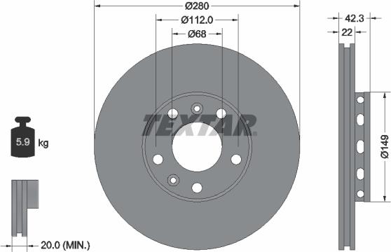 Textar 92152200 - Disque de frein cwaw.fr