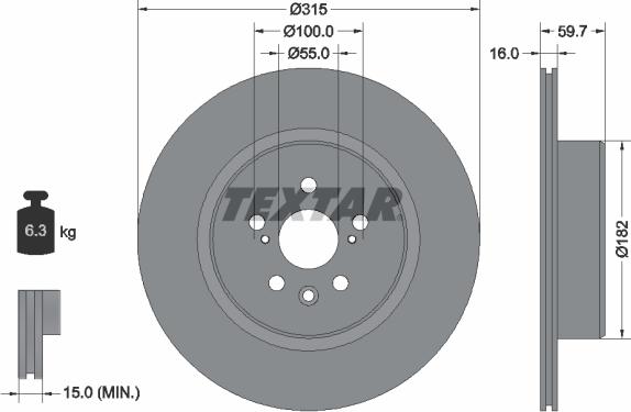 Textar 92169503 - Disque de frein cwaw.fr