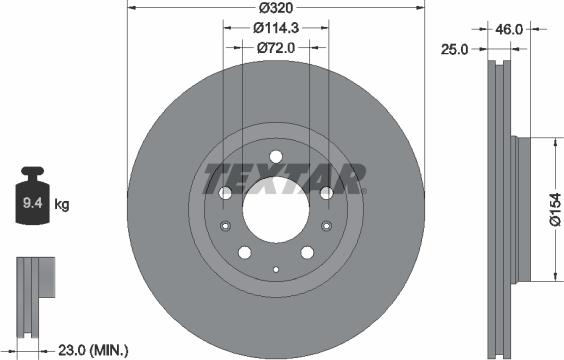 Textar 92166300 - Disque de frein cwaw.fr