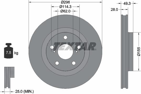 Textar 92168803 - Disque de frein cwaw.fr