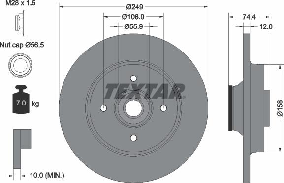 Textar 92168700 - Disque de frein cwaw.fr