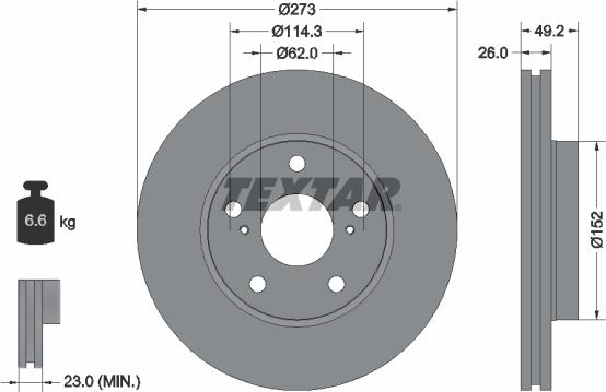 Textar 92163700 - Disque de frein cwaw.fr