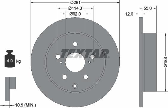 Textar 92162100 - Disque de frein cwaw.fr