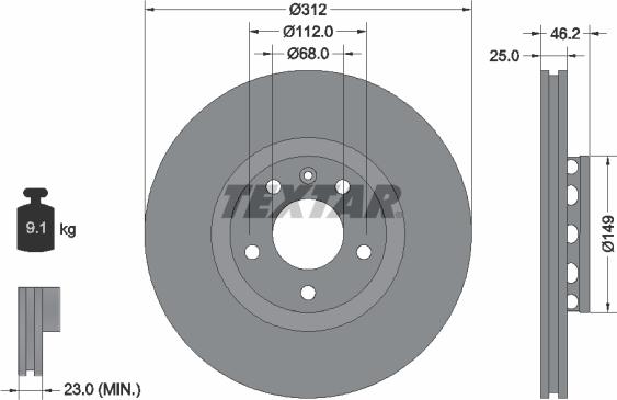 Textar 92106105 - Disque de frein cwaw.fr