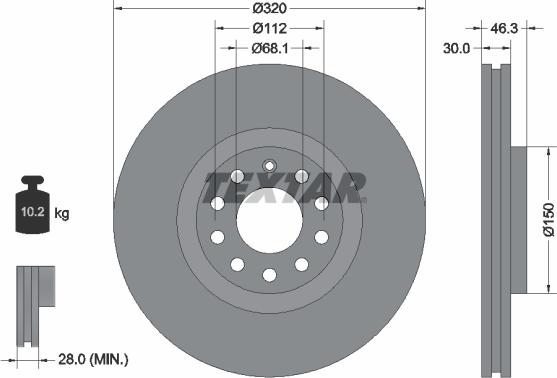 Textar 92106705 - Disque de frein cwaw.fr