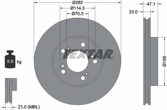 Textar 92101000 - Disque de frein cwaw.fr