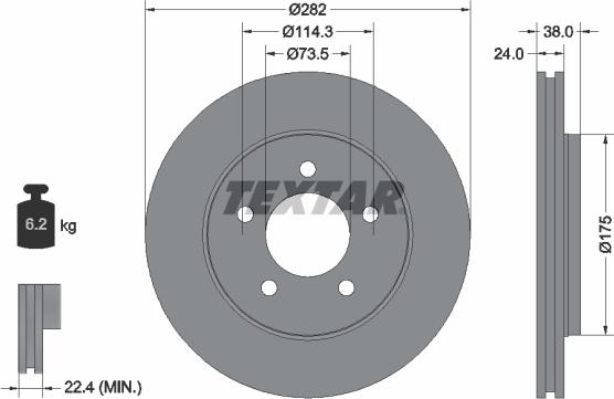 Textar 92108700 - Disque de frein cwaw.fr