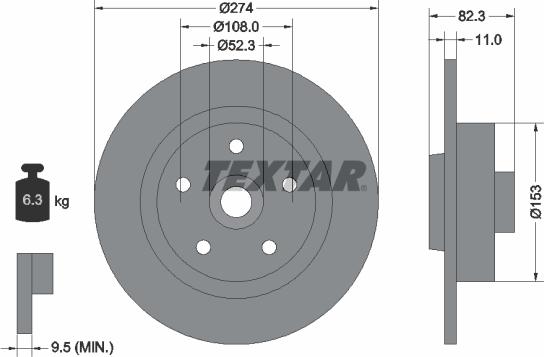 Textar 92119100 - Disque de frein cwaw.fr