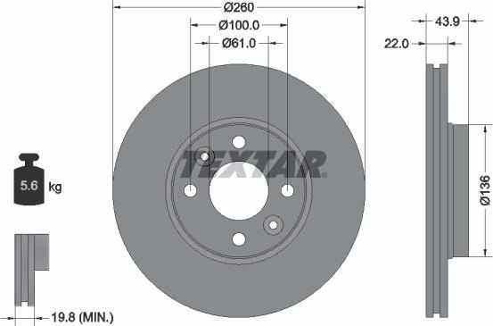 Textar 92119200 - Disque de frein cwaw.fr