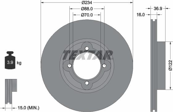 Textar 92114000 - Disque de frein cwaw.fr