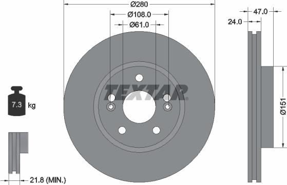 Textar 92118900 - Disque de frein cwaw.fr