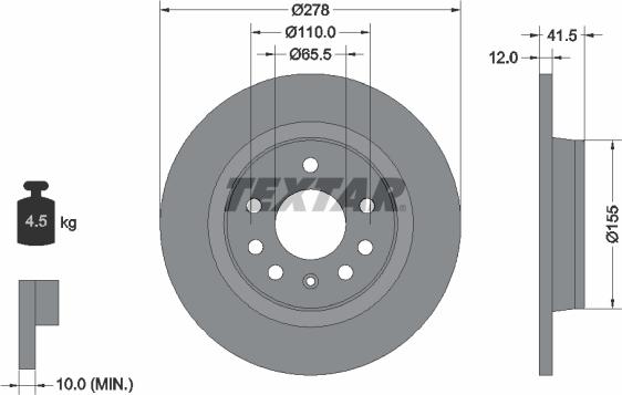 Textar 92118500 - Disque de frein cwaw.fr