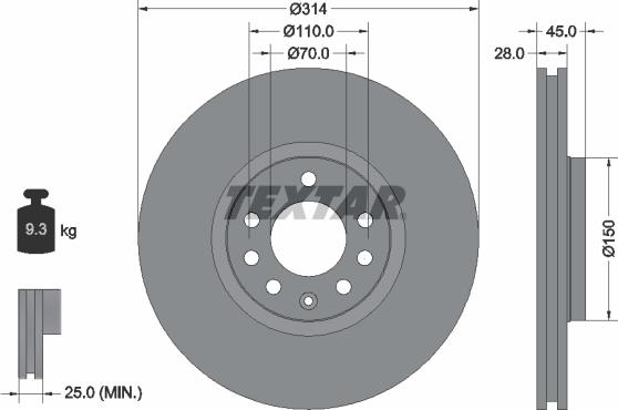 Textar 92118800 - Disque de frein cwaw.fr