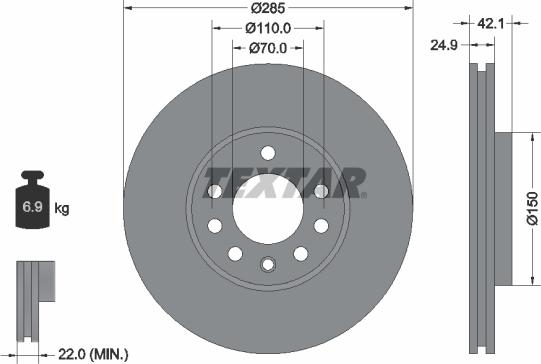 Textar 92118703 - Disque de frein cwaw.fr