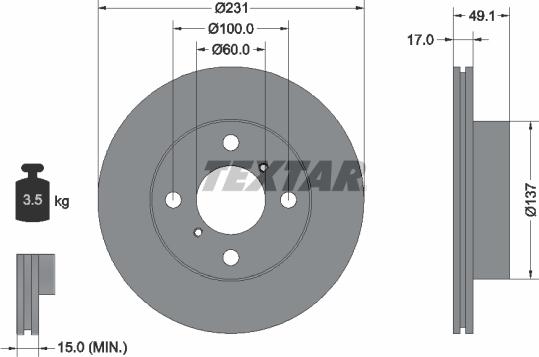 Textar 92113300 - Disque de frein cwaw.fr