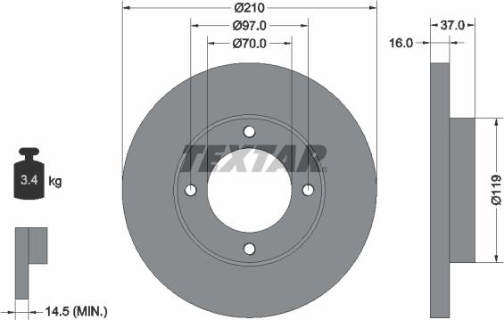 Textar 92112600 - Disque de frein cwaw.fr