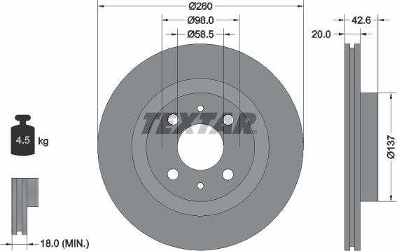 Textar 92112100 - Disque de frein cwaw.fr