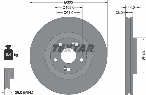 Textar 92112300 - Disque de frein cwaw.fr