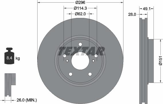 Textar 92185403 - Disque de frein cwaw.fr