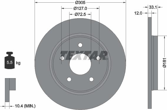 Textar 92181005 - Disque de frein cwaw.fr