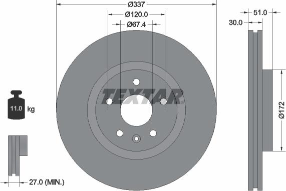 Textar 92187103 - Disque de frein cwaw.fr