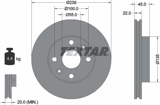 Textar 92134200 - Disque de frein cwaw.fr