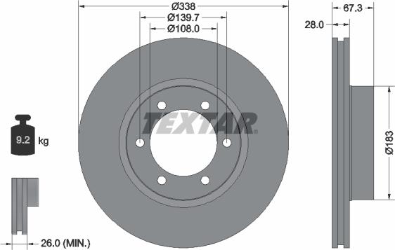 Textar 92137300 - Disque de frein cwaw.fr