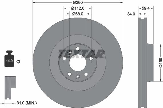 Textar 92122200 - Disque de frein cwaw.fr