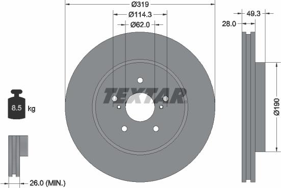 Textar 92171503 - Disque de frein cwaw.fr