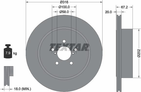 Textar 92173703 - Disque de frein cwaw.fr