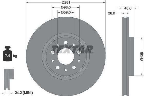 Textar 92349303 - Disque de frein cwaw.fr