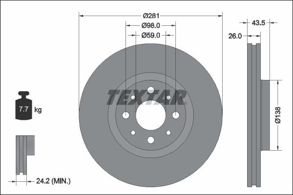 Textar 92344703 - Disque de frein cwaw.fr