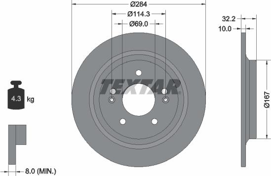 Textar 92316303 - Disque de frein cwaw.fr