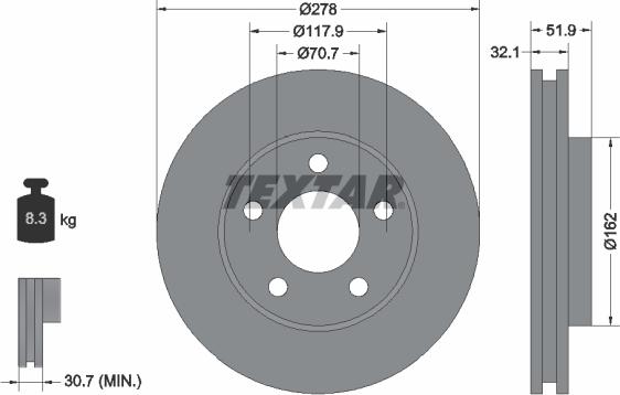 Textar 92332500 - Disque de frein cwaw.fr