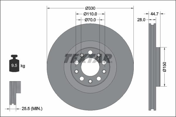 Textar 92337905 - Disque de frein cwaw.fr