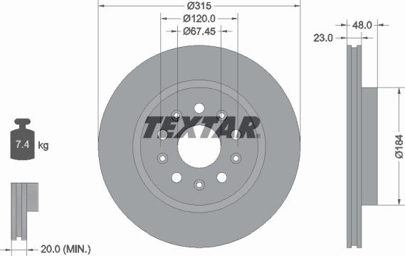 Textar 92324505 - Disque de frein cwaw.fr